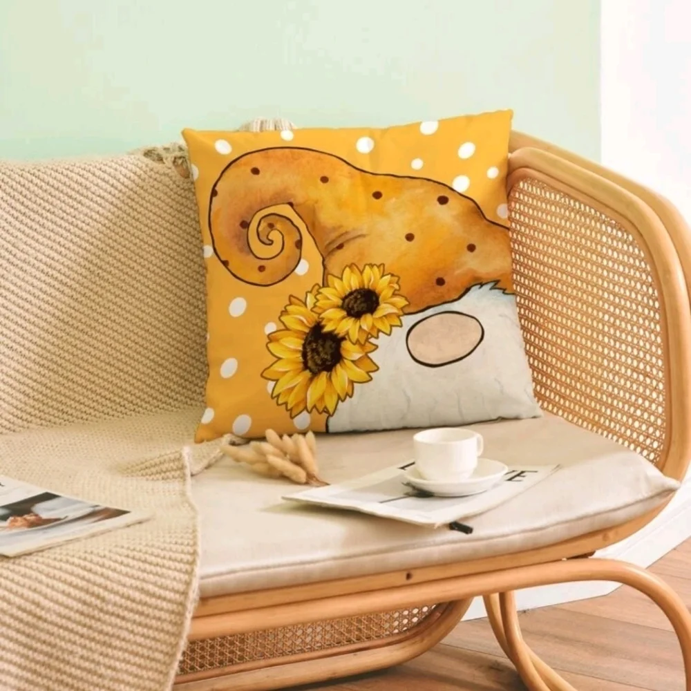 NEW! Gnome Print Cushion Cover